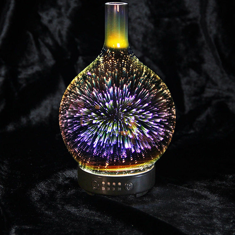 Diffuseur d'Arôme 3D en Verre avec Lampe Colorée et Humidificateur Nuit
