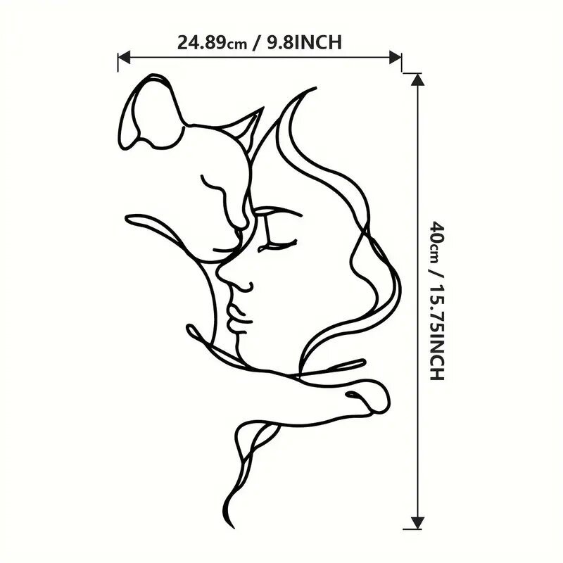 Art Métal Iron Abstrait Simple Ligne Chat Créatif Minimaliste Personnage Femme Décoration Intérieure