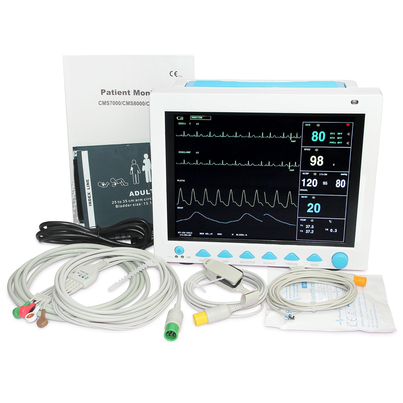 12.1 Inch ICU CCU Vital Signs Patient Monitor 6-parameter ECG RESP NIBP SPO2 TEMP PR - IVOIRART.COM