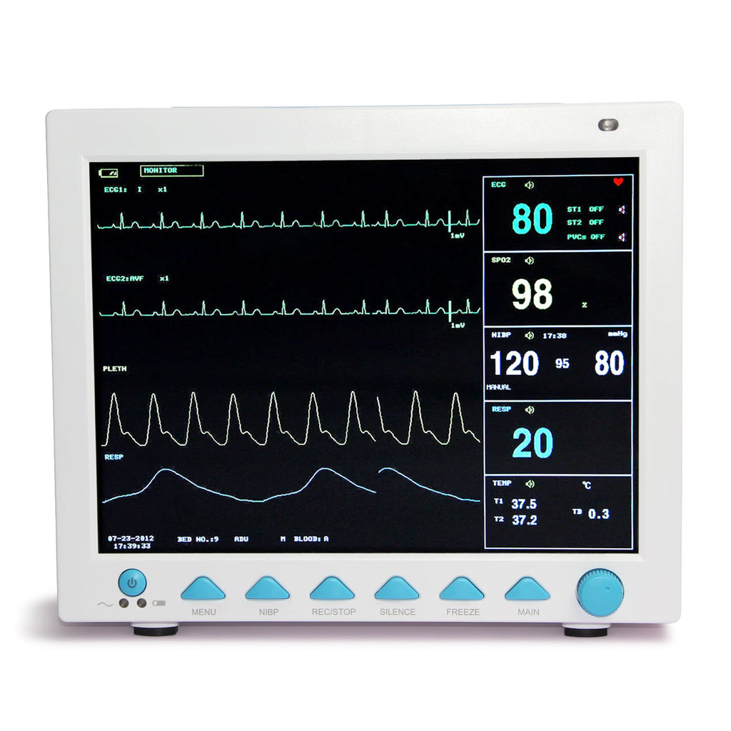 12.1 Inch ICU CCU Vital Signs Patient Monitor 6-parameter ECG RESP NIBP SPO2 TEMP PR - IVOIRART.COM