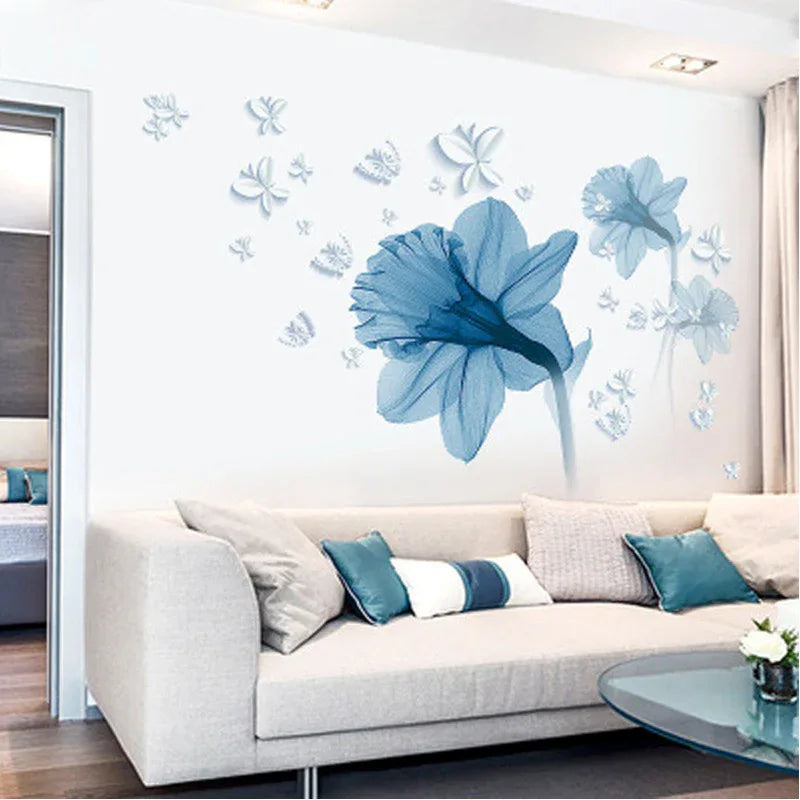 Fond de fleur bleu nordique pour créer des autocollants muraux décoratifs