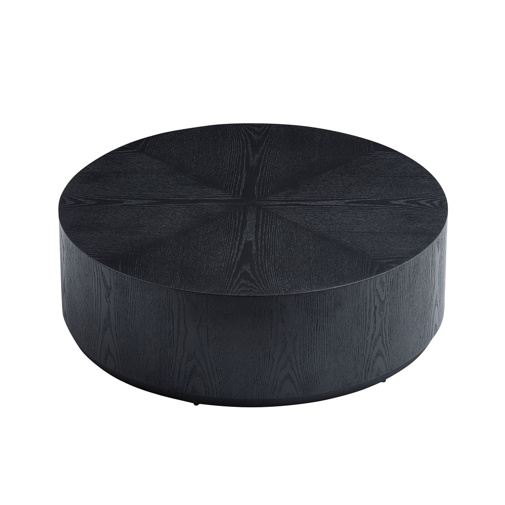 35.43 Inch Modern Round Coffee Table MDF Coffee Table For Living Room,Drum Center Table For Apartment,No Need Assembly,Black W2582P188323