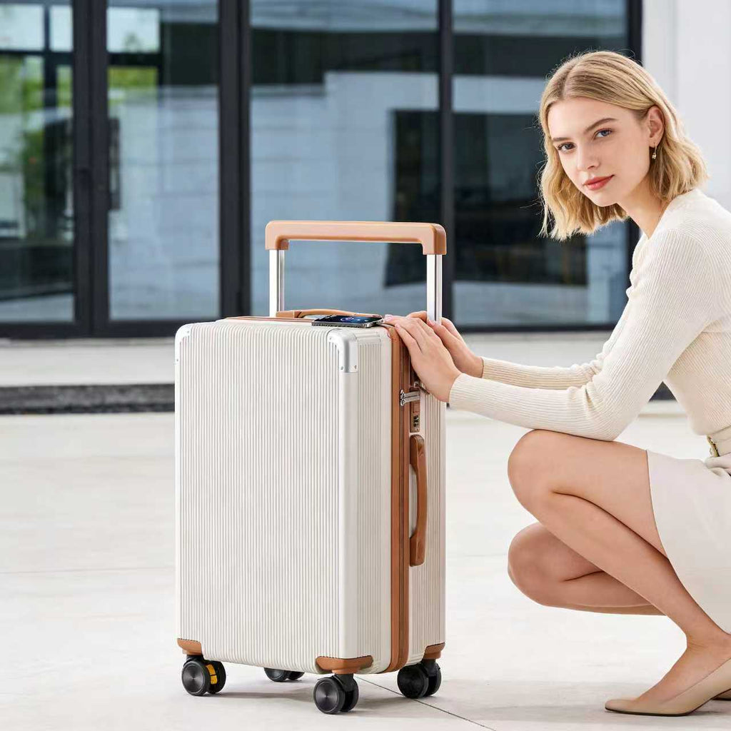 Valise à poignée large 20 et 24 pouces, roues silencieuses pivotantes, serrure code robuste