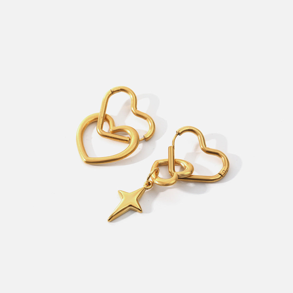 Electroplated Hollowed Out Double Heart Earrings Jewelry
