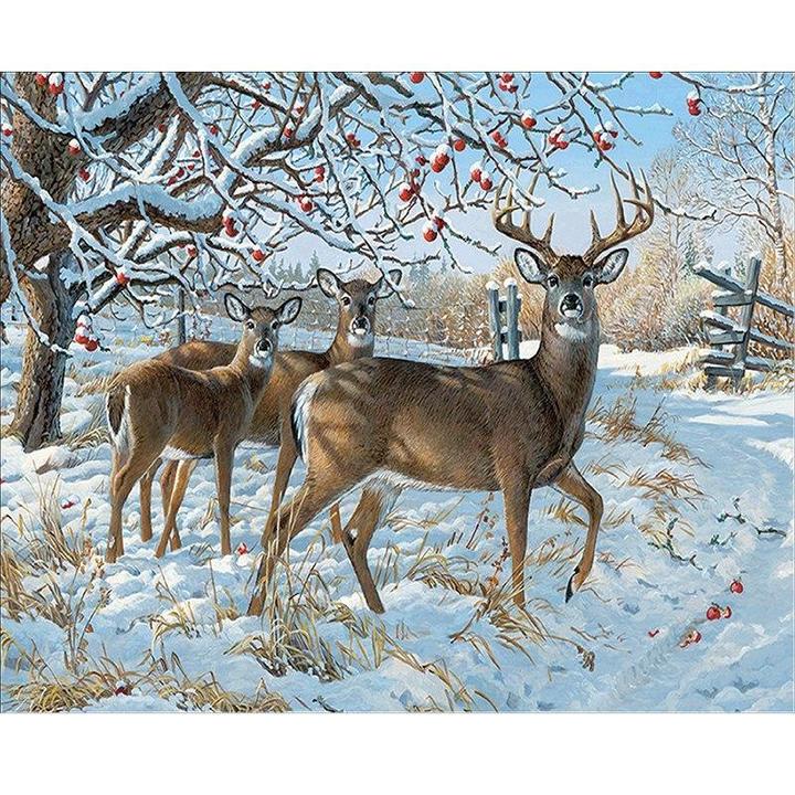 Peinture Diamant 5D - Cerf en Hiver