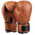 Gants de boxe vintage en cuir PU marron et vert, 8 oz / 10 oz / 12 oz, doublure EVA