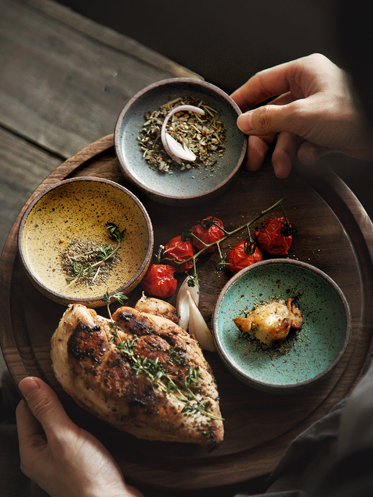 Vaisselle en céramique créative au style rétro pour maison et restaurant — plats, bols de riz, sauces, desserts, assiettes à saveur