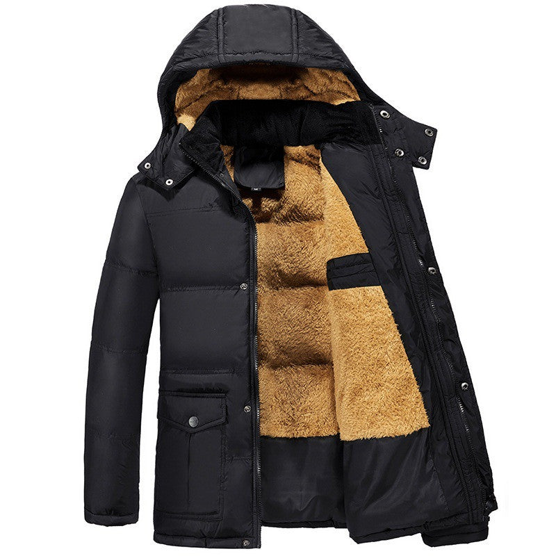 Veste matelassée en velours pour homme, hiver, style ample et capuche