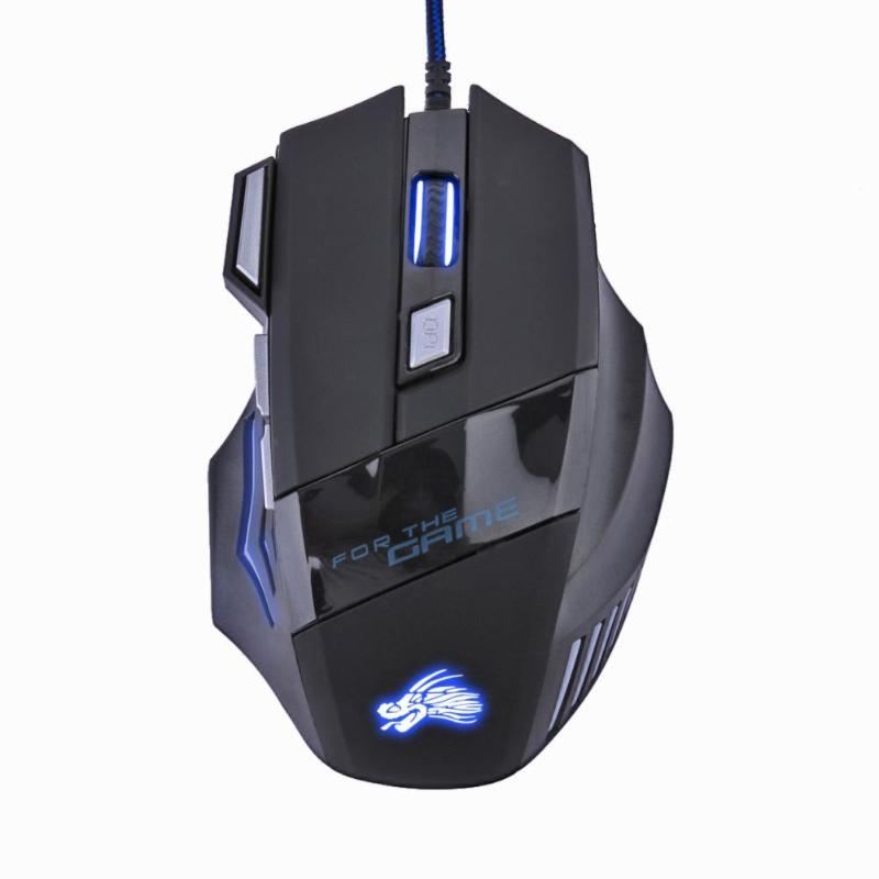 Souris de jeu USB avec 6 boutons, éclairage LED multicolore, fil tressé noir, modèle X3 de dimensions 130x85x40 mm