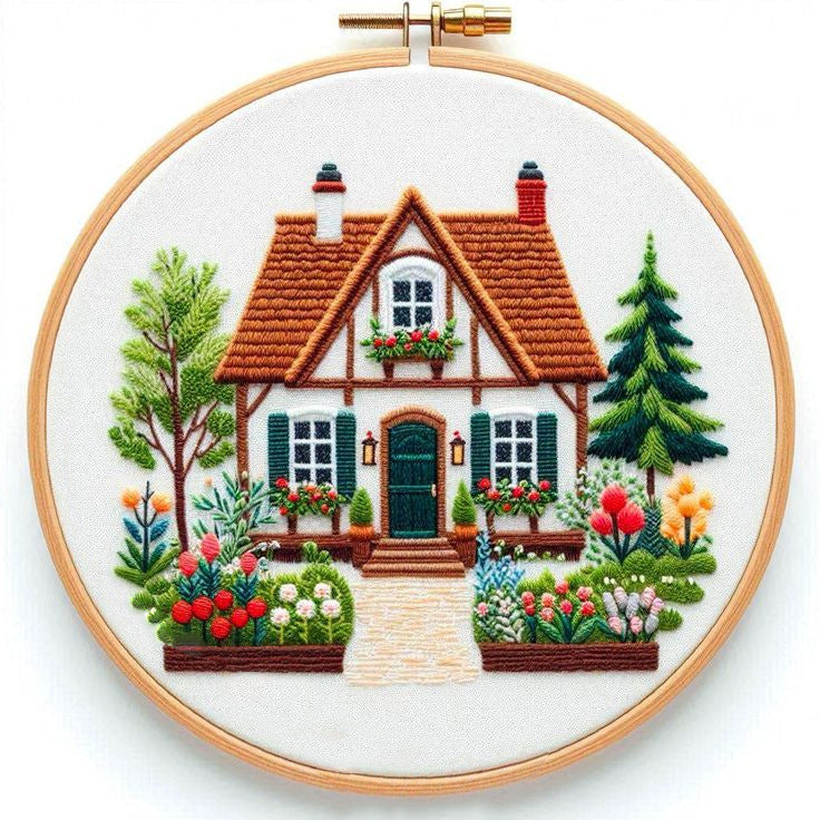 Paquet de Matériel de Broderie Cottage de Jardin