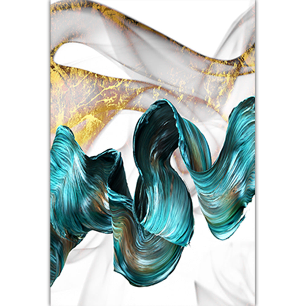 Peinture sur toile d'étude d'oiseaux bleu et or pour salon