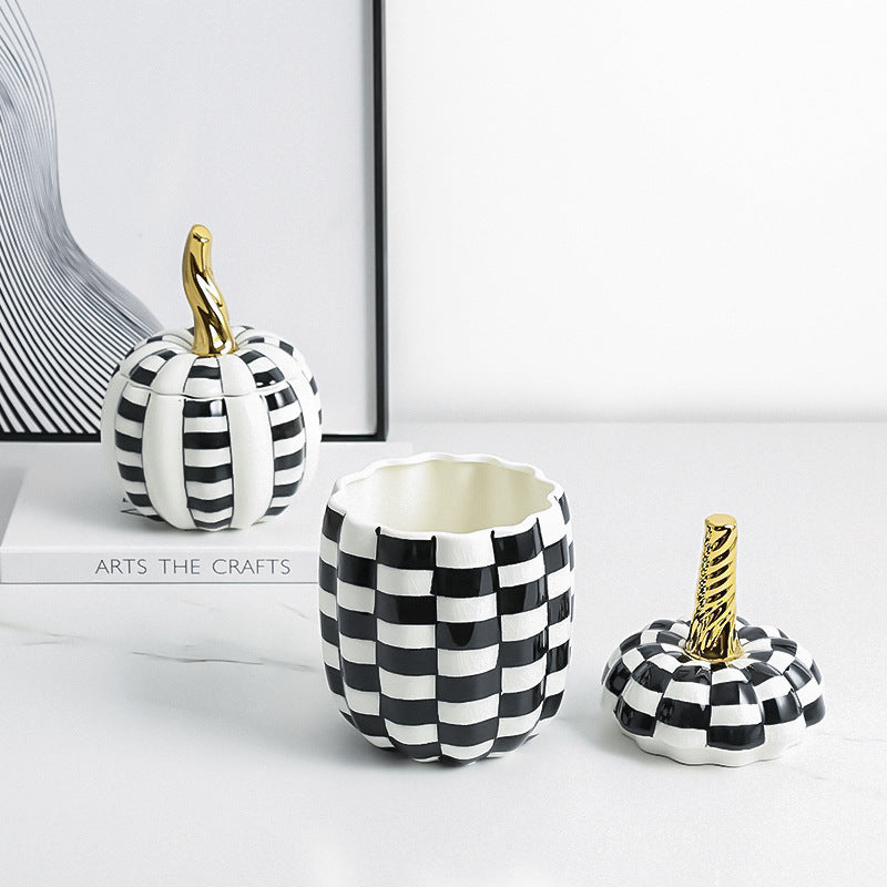 Marmite décorative en céramique peinte à la main en forme de citrouille