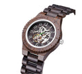 Montre en bois élégante avec tourbillon lumineux, étanche 50m, style professionnel