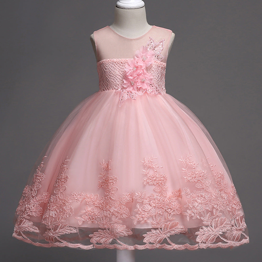 Robes pour filles : robes de soirée sans manches à imprimé princesse en tulle