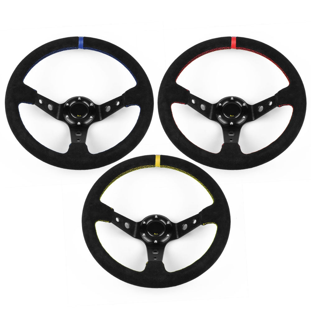 Pièces de Modification Automobile Volant de Course en Daim Sport 35 cm 14 Pouces