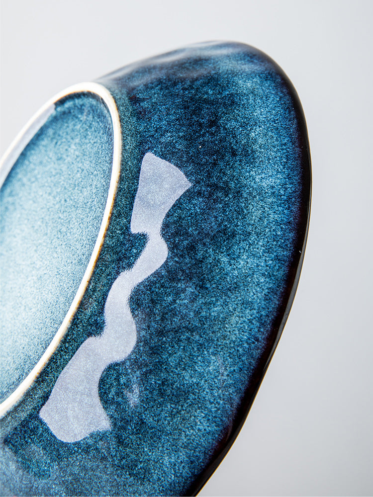 Assiette en céramique pour riz de style rétro, bol peu profond et assiette profonde