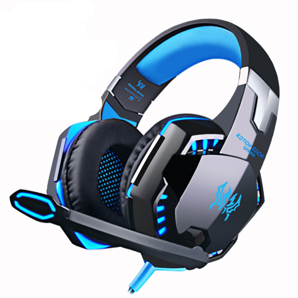 Casque de jeu lourd à basses puissantes fixé sur la tête avec microphone anti-bruit