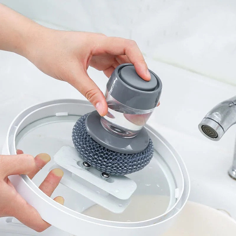 Brosse à Main avec Distribution de Savon pour Cuisine - Outil Nettoyant Poussoir 80 caractères