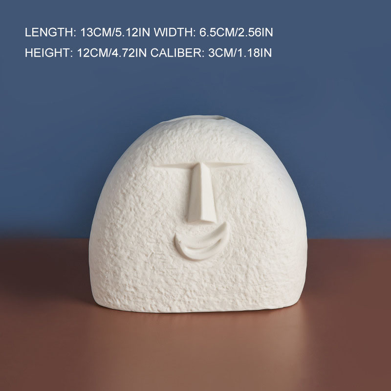 Décoration Vase Visage en Céramique pour Salon Décoration Cabinet TV Maison