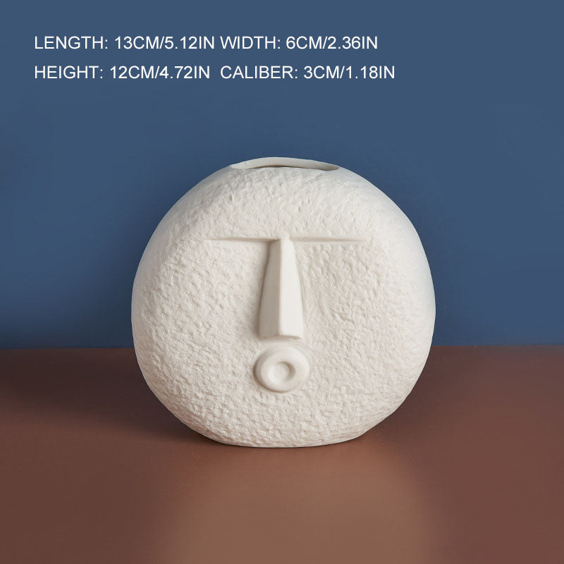 Décoration Vase Visage en Céramique pour Salon Décoration Cabinet TV Maison