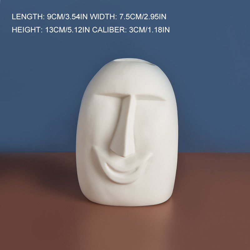 Décoration Vase Visage en Céramique pour Salon Décoration Cabinet TV Maison