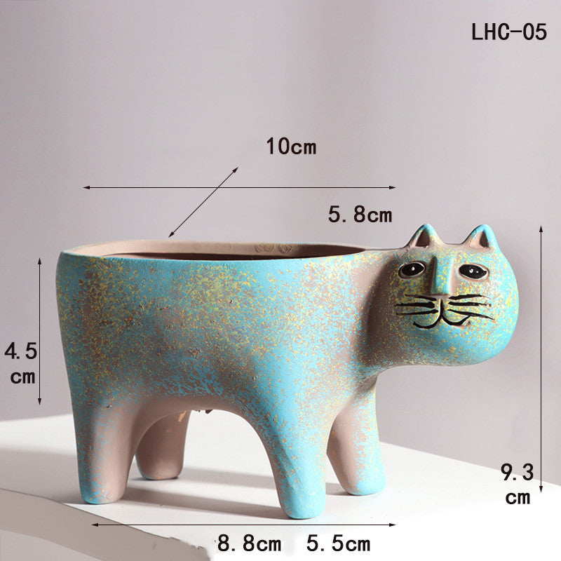 Pot de fleurs en céramique avec personnalité de chat mignon