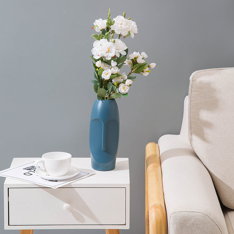Vase en plastique imitation émaillé pour décoration de fleurs dans le salon