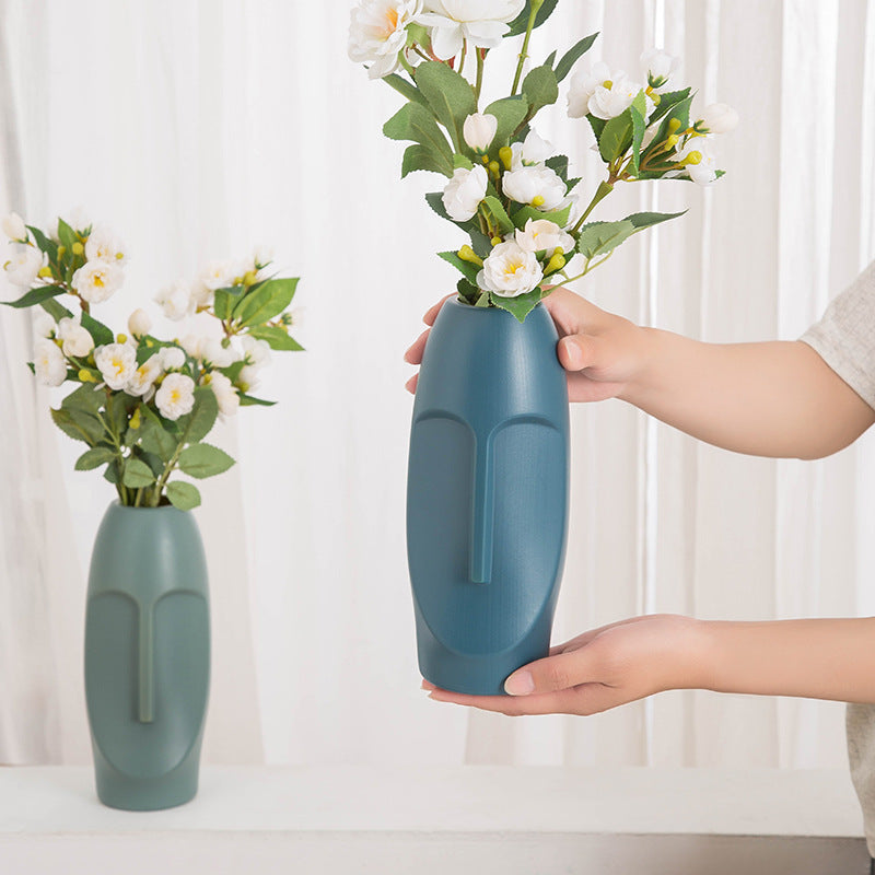 Vase en plastique imitation émaillé pour décoration de fleurs dans le salon