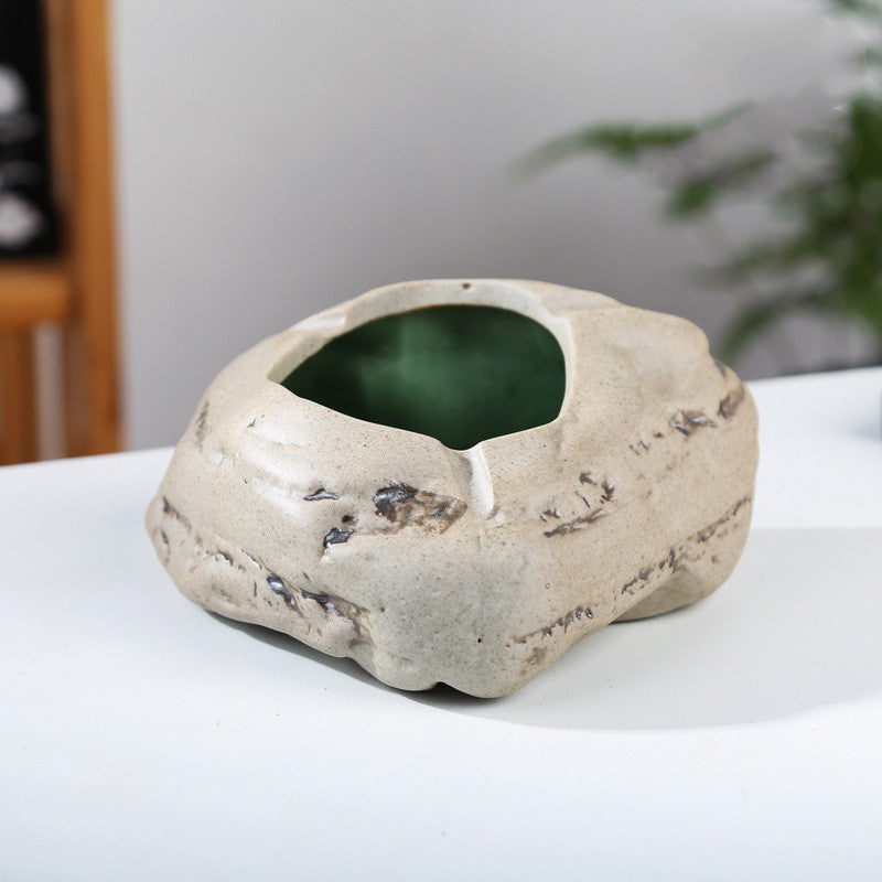 Cendrier en céramique créatif imitation pierre pour bureau et maison