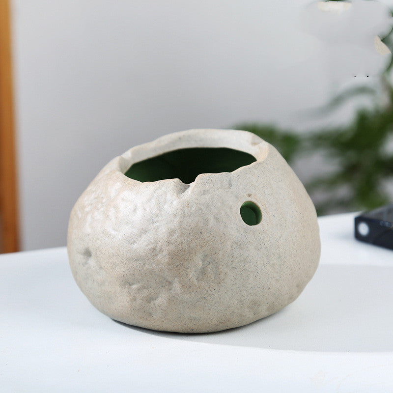 Cendrier en céramique créatif imitation pierre pour bureau et maison