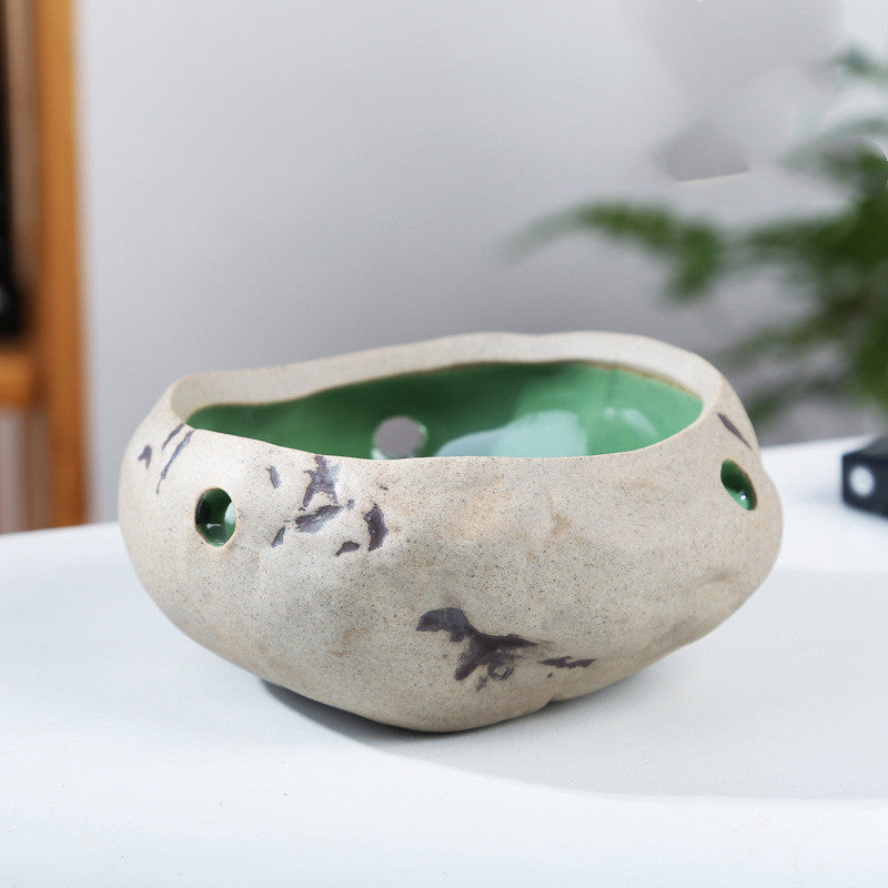 Cendrier en céramique créatif imitation pierre pour bureau et maison