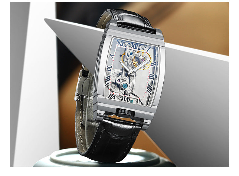 Daystar Montre Unisexe en Acier Inoxydable avec Bracelet en Cuir Élégante