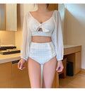 Bikini à manches longues en dentelle mode avec protection solaire pour femme