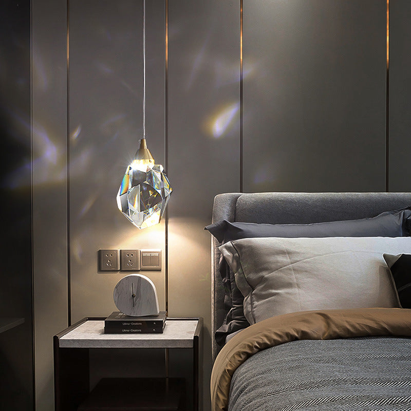 Lustre Moderne Minimaliste en Cuivre et Cristal de Luxe à Trois Lampes