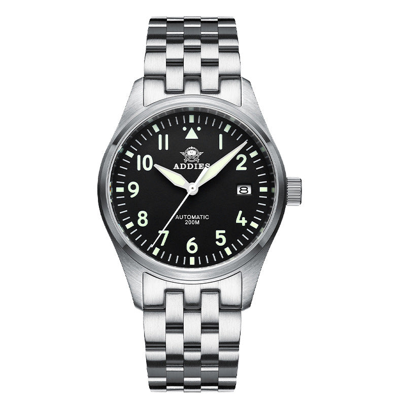 Montre Mécanique Homme Commando Pilote Suisse Acier Inoxydable 39 mm