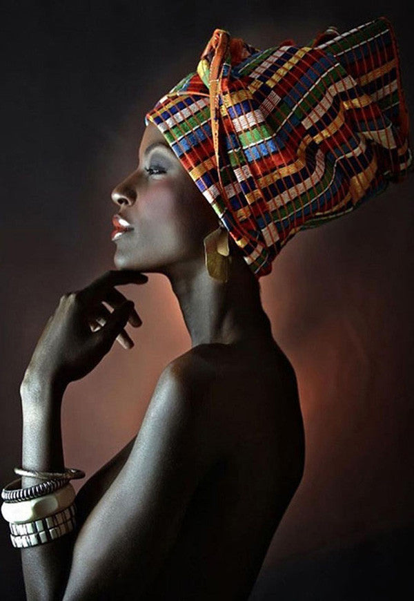 Peinture sur toile à impression haute définition femme or noir