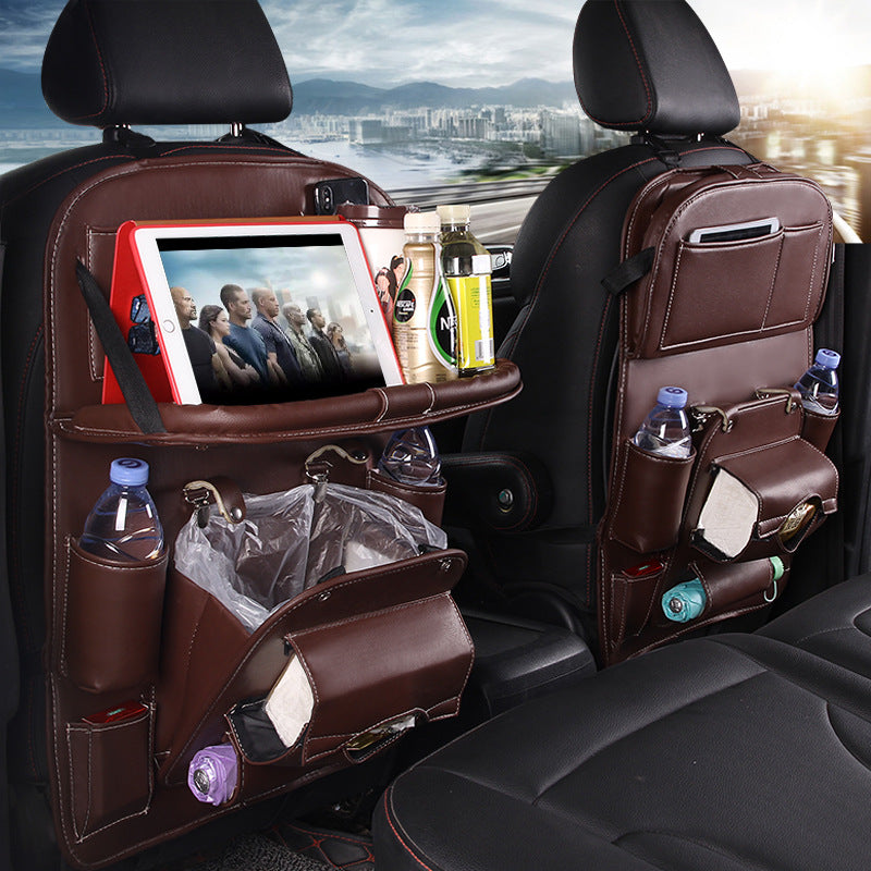 Sac de Rangement Voiture en Cuir PU Multifonction, Plateau Suspendu Siège Arrière, Étanche, Organiseur Intérieur Automobile