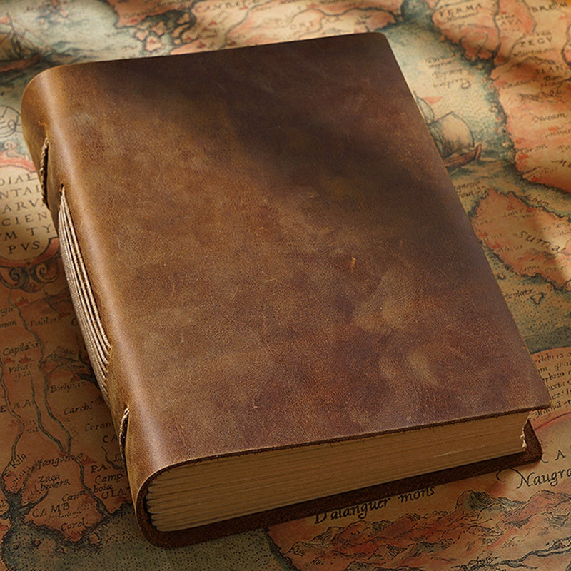 Carnet Original fait main en cuir de vachette, carnet rétro créatif et journal