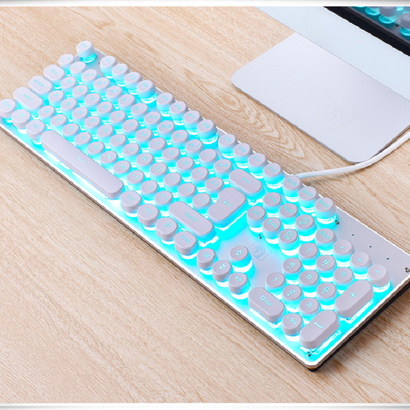 Clavier de Jeu Filaire Manipulateur Ordinateur Bureau Style Punk Rétro Lumineux