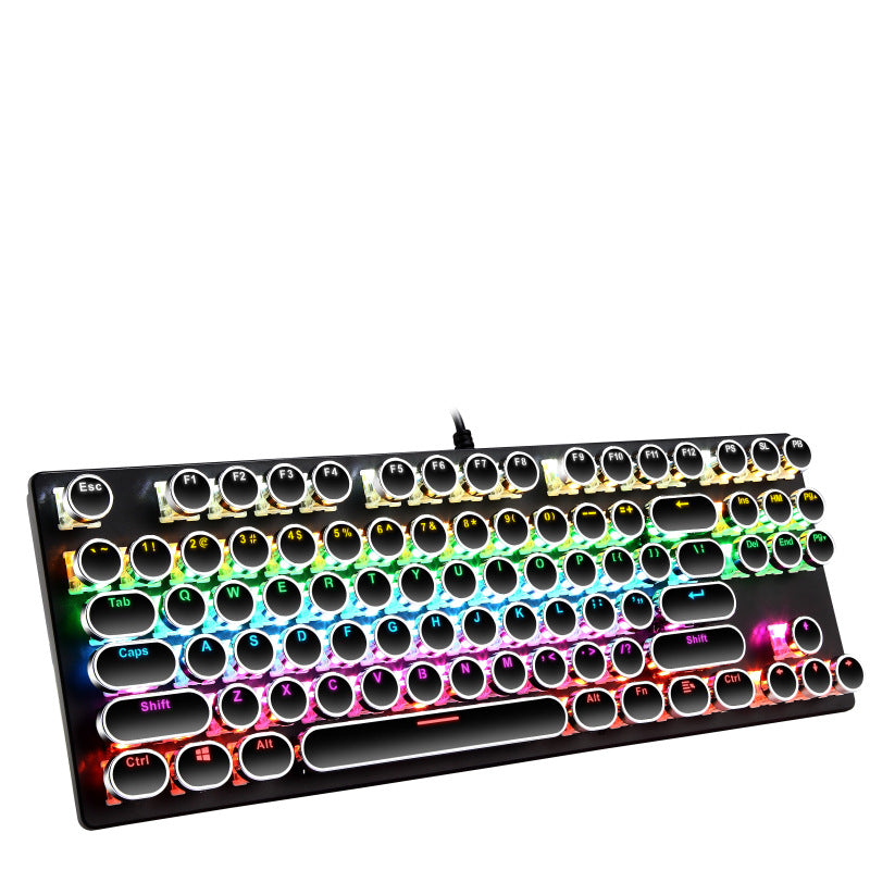 Clavier de Jeu Mécanique Filaire 87 Touches Électrolyse Punk Axe Bleu Lumineux