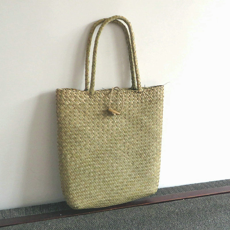Sac tissé en algues marines du Japon et de Corée du Sud, panier à fleurs suspendu, sac à bandoulière portable en paille pour femme, sac de voyage plage, vente en gros commerce extérieur
