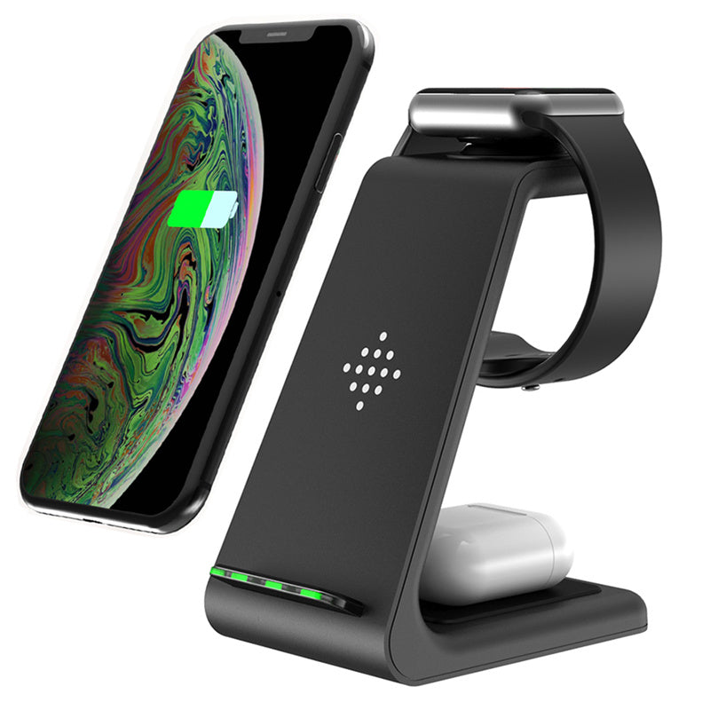 Support de Charge Sans Fil Trois-en-Un Compatible iPhone12 Montre Iwatch6 Base de Charge Rapide