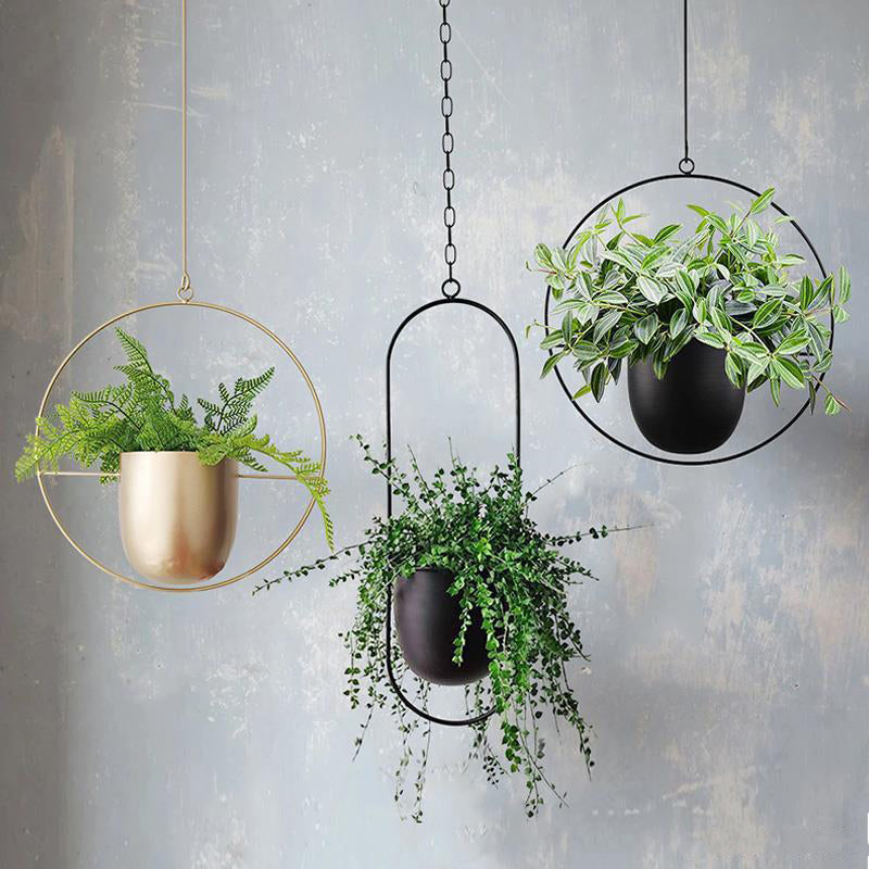 Pot de fleurs suspendu en fer style nordique simple créatif décoration de plante hydroponique luxe léger personnalisé orchidée suspendue