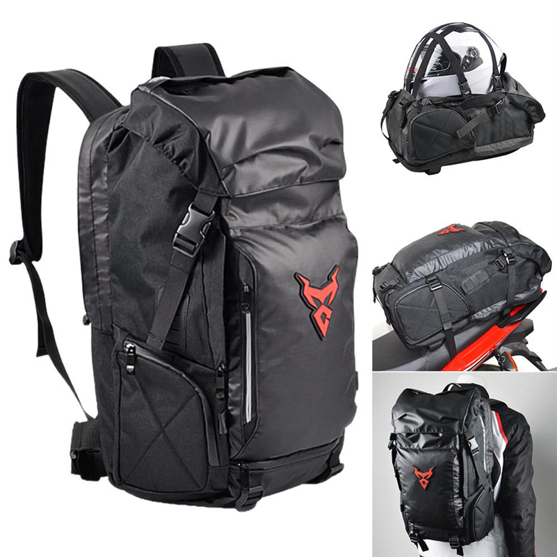 Sac à dos moto multifonctionnel de voyage avec port sur l'épaule et casque 55x34x36 cm