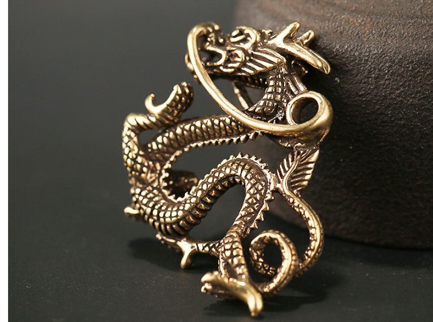 Pendentif Porte-clés Dragon Chinois en Laiton – Décoration Feng Shui