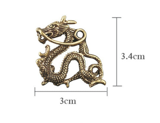 Pendentif Porte-clés Dragon Chinois en Laiton – Décoration Feng Shui