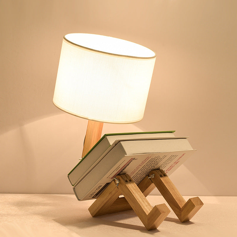Lampe de bureau créative en bois massif Nordic moderne simple pour chambre