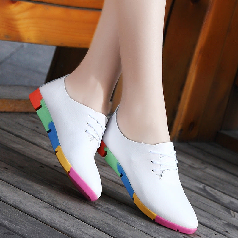 Chaussures pointues pour femmes en cuir blanc, confort infirmière, style décontracté, offres en gros