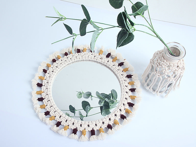 Miroir Tapisserie Fait Main Miroir de Maquillage Décoration de Chevet Accroche Murale