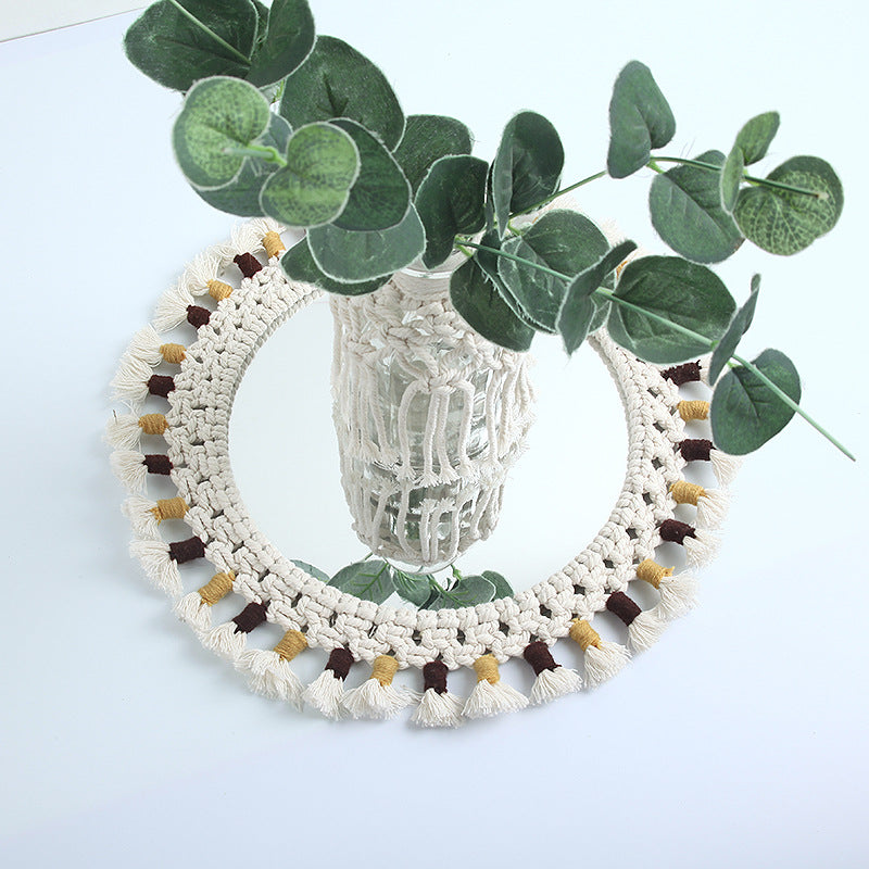 Miroir Tapisserie Fait Main Miroir de Maquillage Décoration de Chevet Accroche Murale